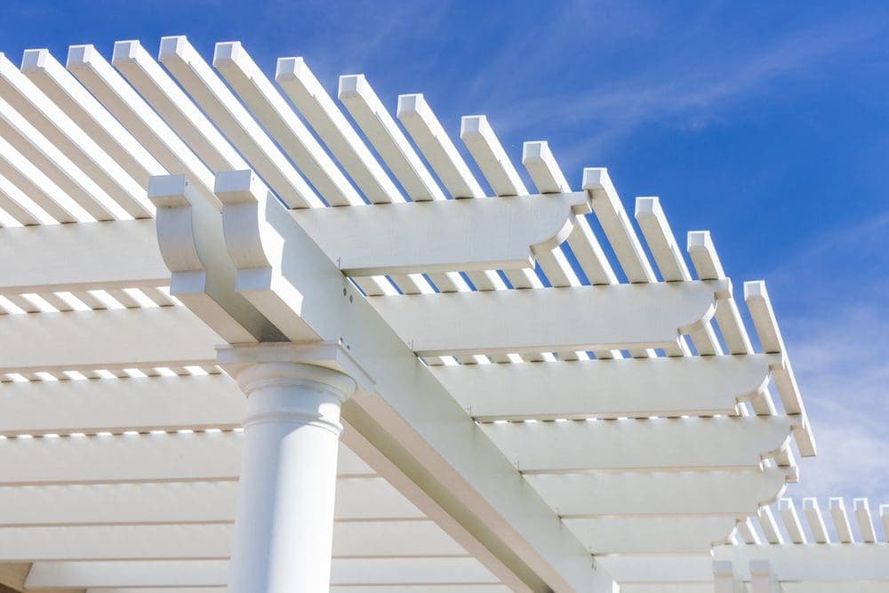White lattice patio cover, looking up