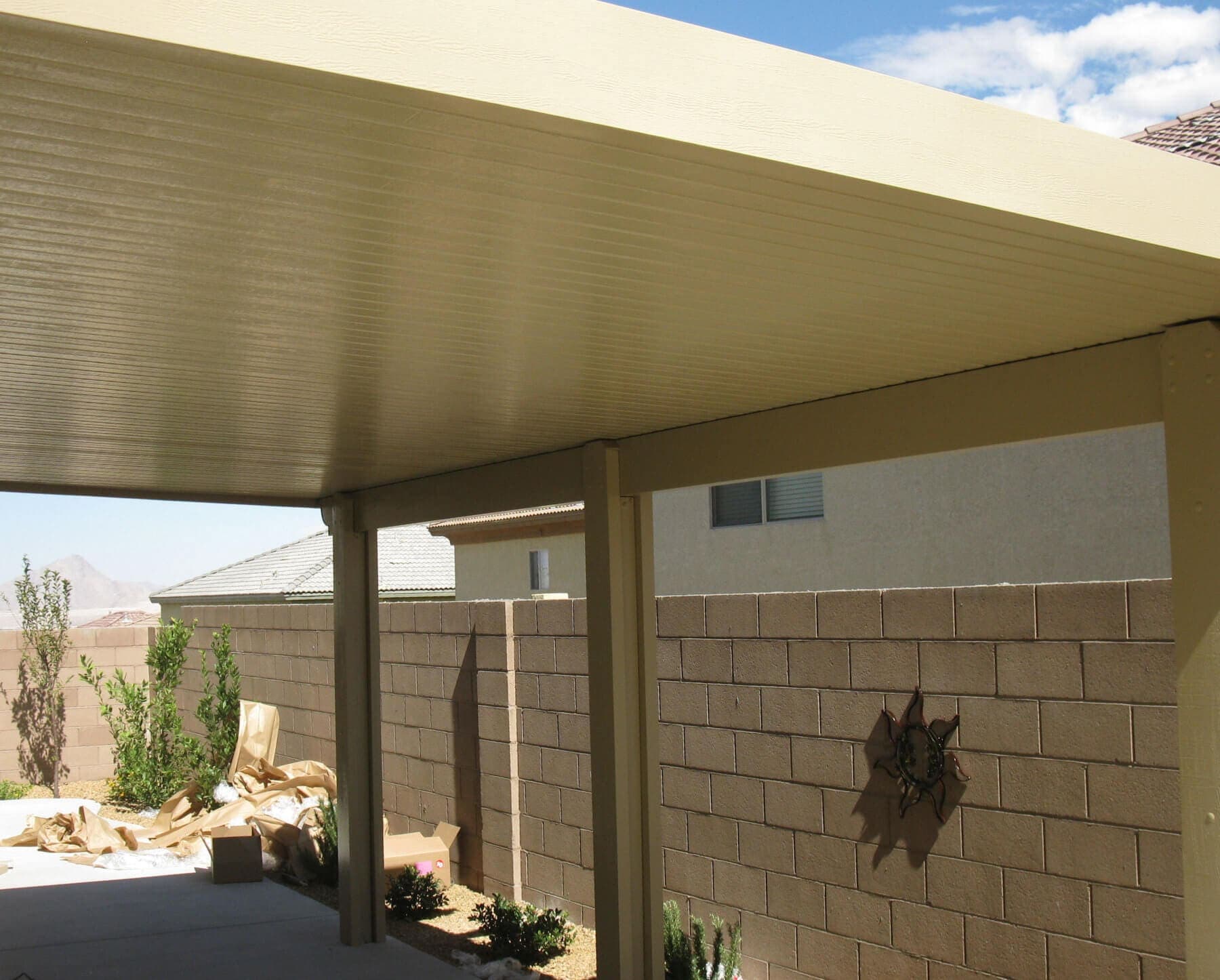 Underside of an insulated Alumawood roof panel