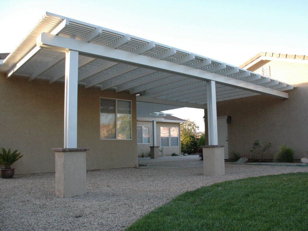 Wide solid patio cover on two posts